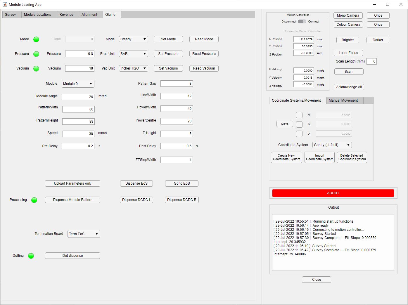 Strip Tracker Module Loading Software, gluing tab